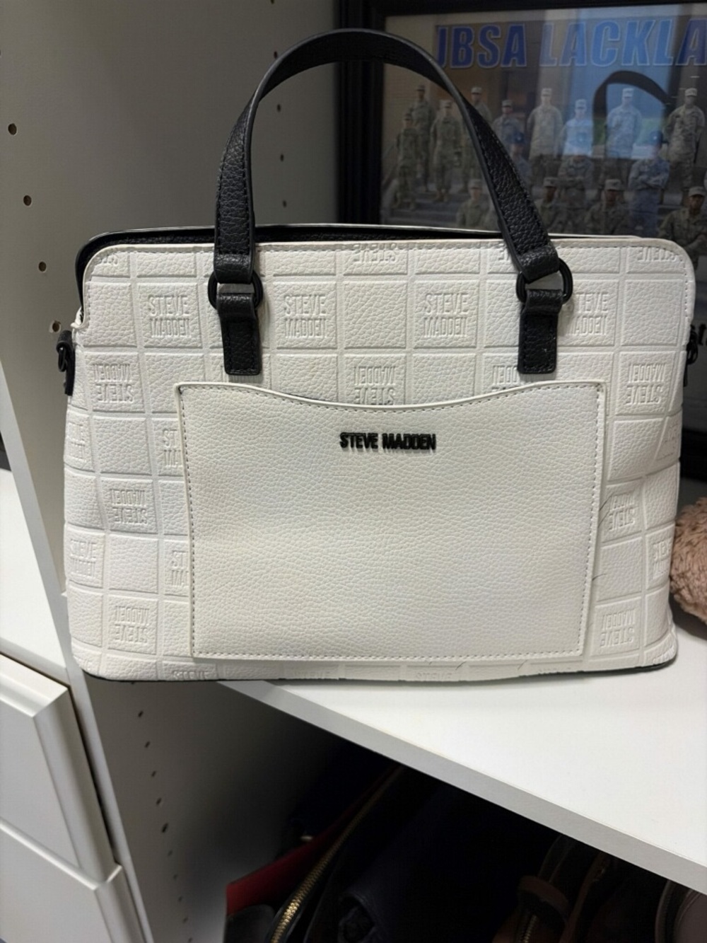 Steve Madden White Bag with Black Handles
